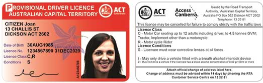 ACT Provisional Driver Licence